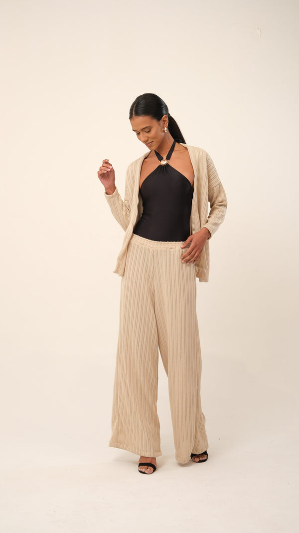 Calça Pantalona Refúgio Tricot Off White