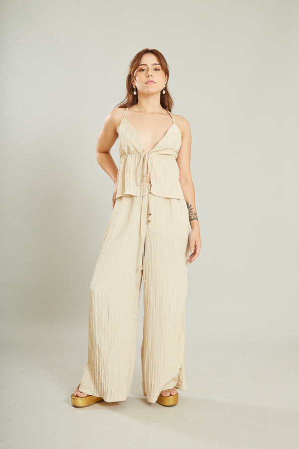 CALÇA PANTALONA CONCHA - AREIA